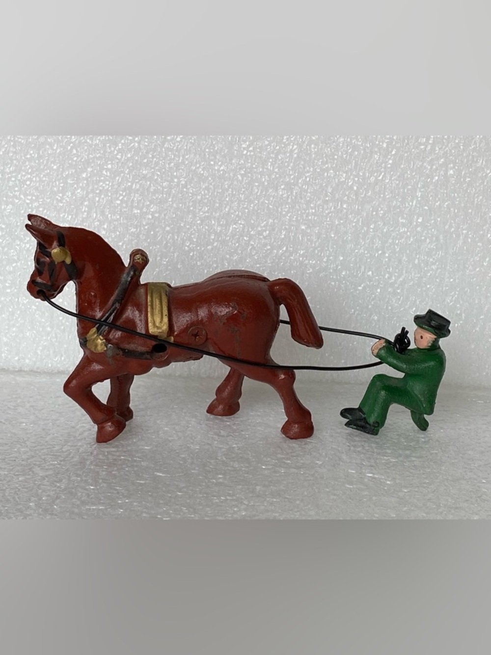 Vintage Antique CAST IRON Toy Horse and Jockey Driver - NOT Complete